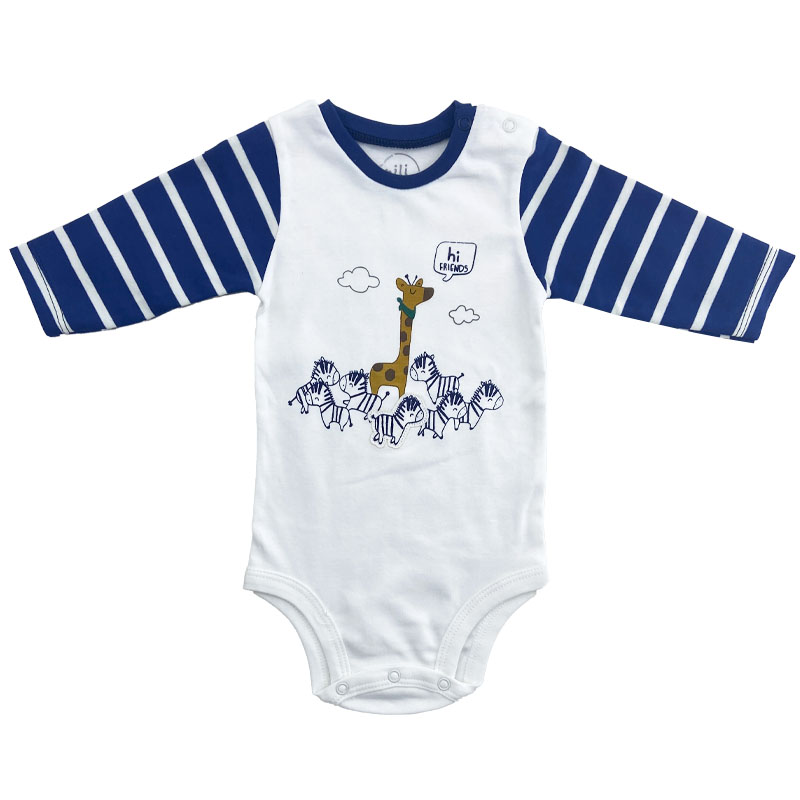 زیردکمه آستین بلند طرح زرافه راه راه نیلی Nili2