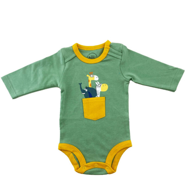 زیردکمه آستین بلند طرح حیوانات سبز نیلی Nili3