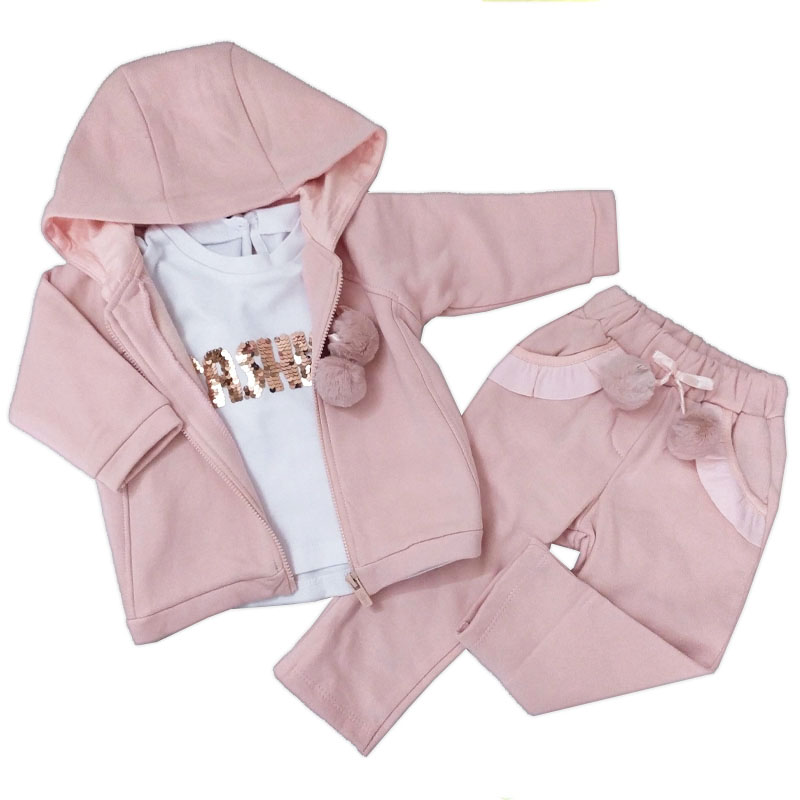 ست سویشرت و شلوار و بلوز دخترانه صورتی indigo