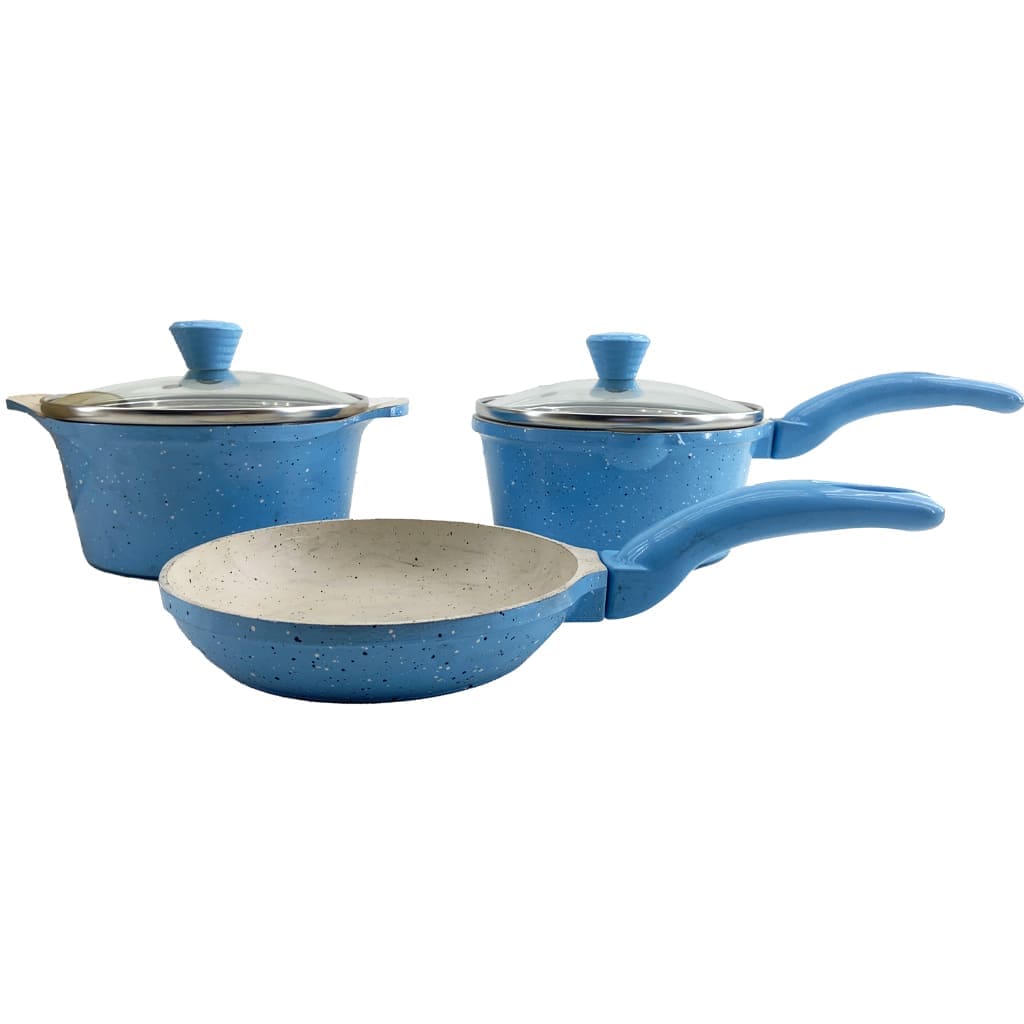 سرویس قابلمه 5 تکه گرانیتی چدن گرد Avin آبی