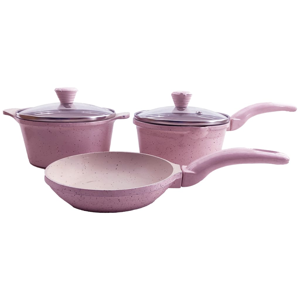 سرویس قابلمه 5 تکه گرانیتی چدن گرد Avin صورتی