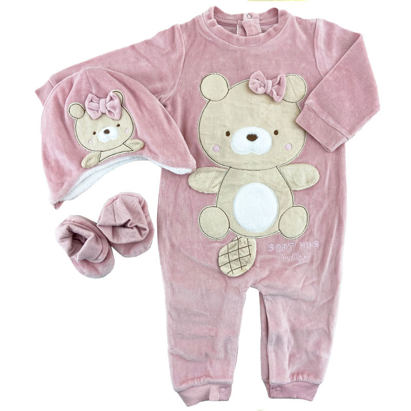 سرهمی مخمل کلاه دار خرس بازیگوش ایندیگو indigo