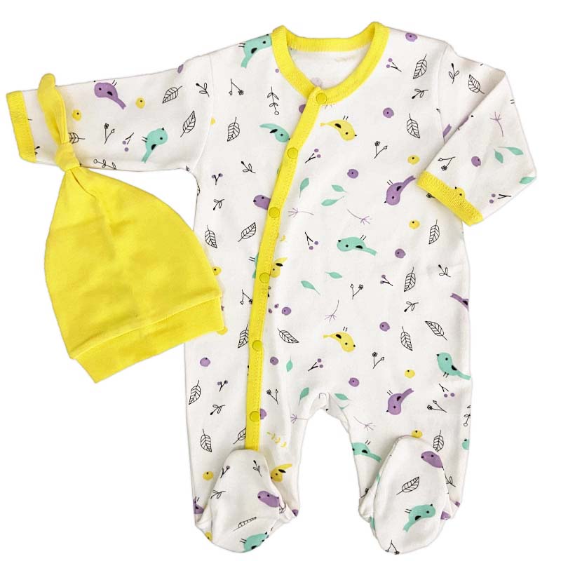 سرهمی و کلاه نوزاد طرح گنجشک زرد Minisse