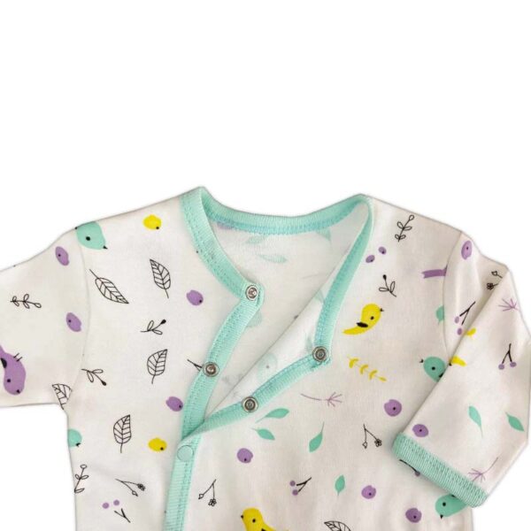 سرهمی و کلاه نوزاد طرح گنجشک فیروزه ای Minisse1