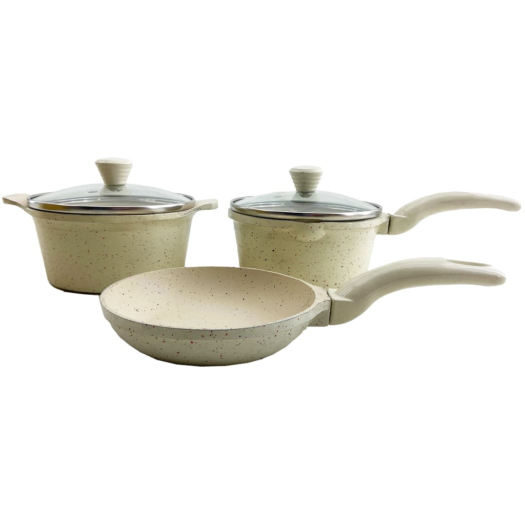 سرویس قابلمه 5 تکه گرانیتی چدن گرد Avin کرمی