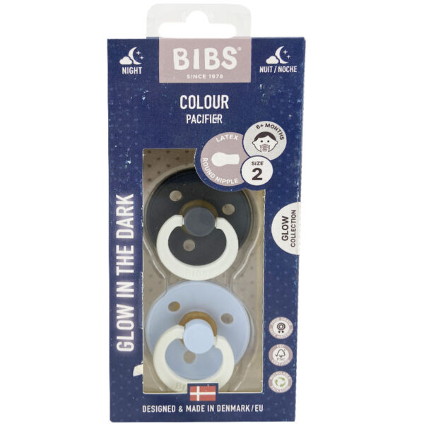 پستانک شبرنگ سرگرد 2 عددی سرمه ای-آبی بیبس Bibs3