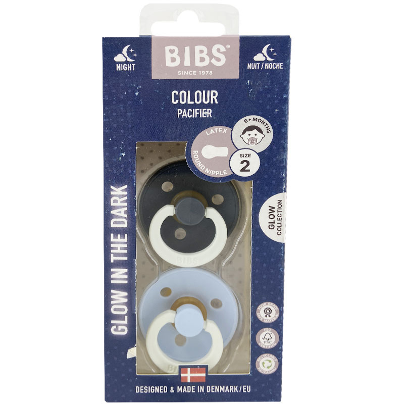 پستانک شبرنگ سرگرد 2 عددی سرمه ای-آبی بیبس Bibs3