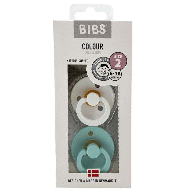 پستانک سرگرد 2 عددی سفید-فیروزه ای بیبس Bibs1