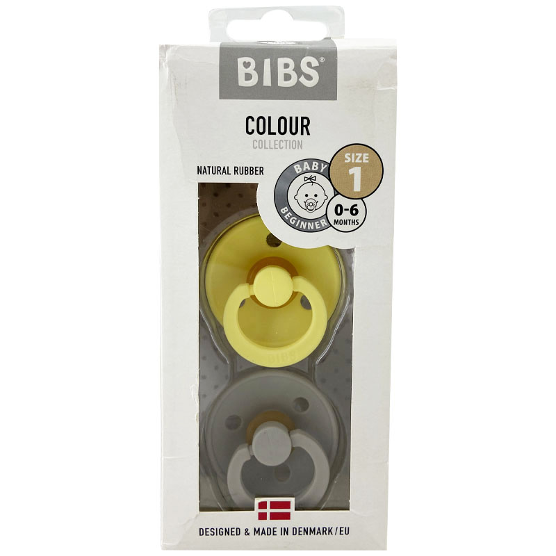 پستانک سرگرد 2 عددی زرد-طوسی بیبس Bibs2