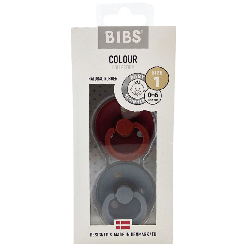 پستانک سرگرد 2 عددی زرشکی-خاکستری بیبس Bibs1