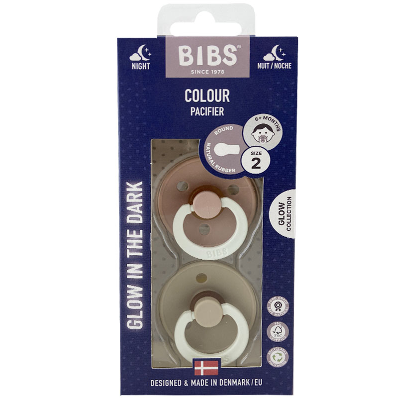 پستانک شب رنگ سرگرد 2 عددی صورتی-کرمی بیبس