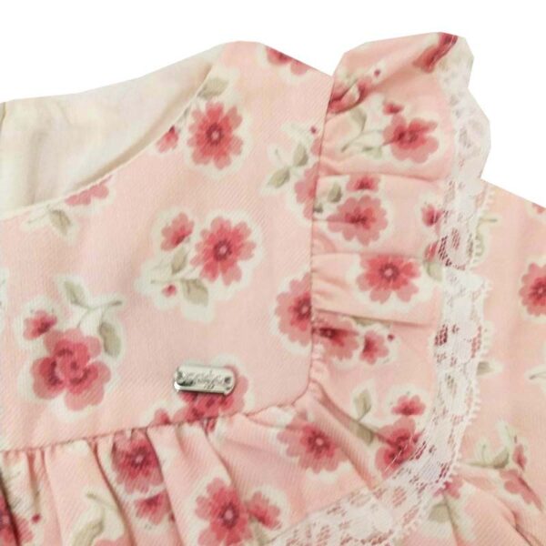 پیراهن مجلسی دخترانه گل دار صورتی ایندیگو indigo2