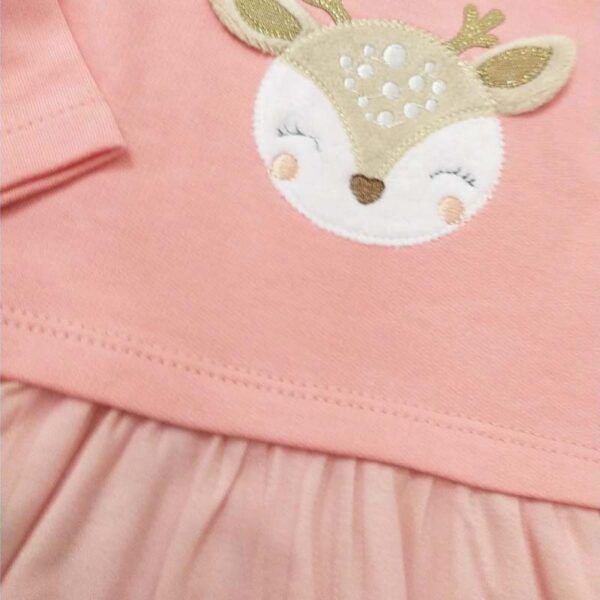 پیراهن نخی آستین بلند طرح گوزن ایندیگو indigo3