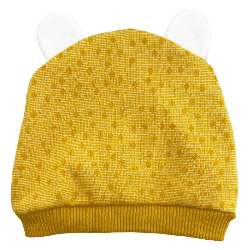 کلاه نخی نوزادی آستردار طرح ببر خردلی Papo1