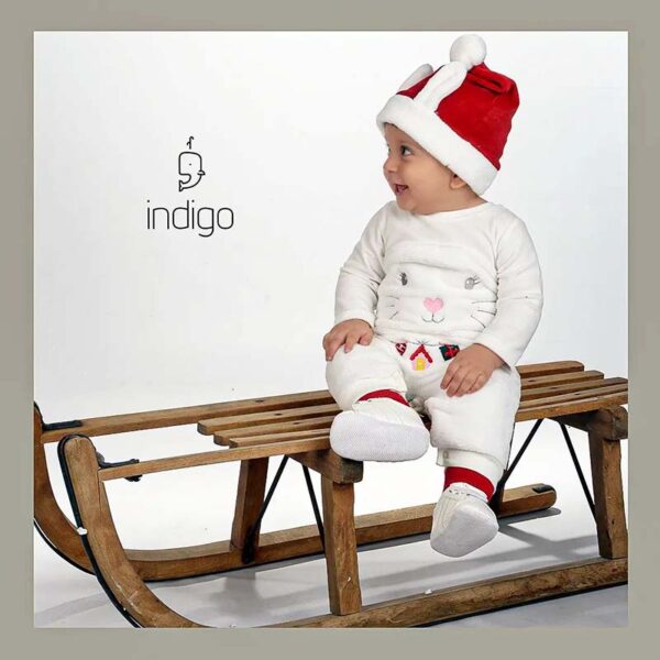 سرهمی و کلاه نوزاد طرح کریسمس ایندیگو