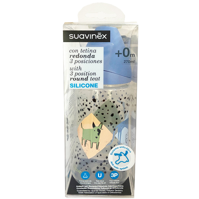 شیشه شیر 0+ ماه سگ خال دار 270 میل suavinex2