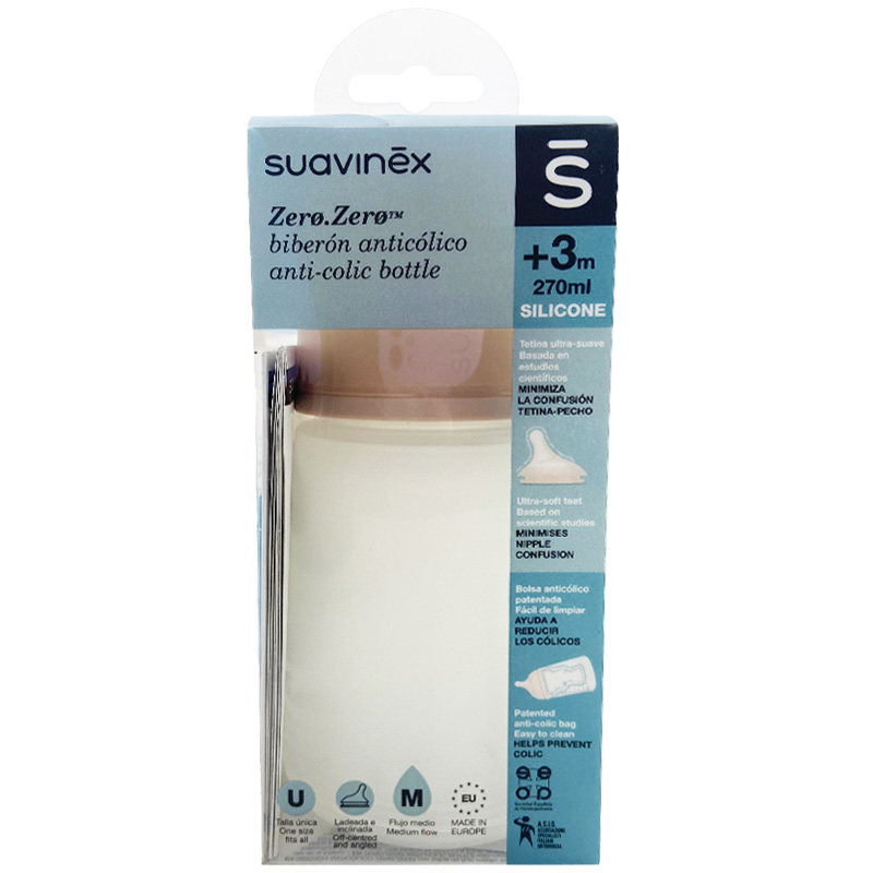 شیشه شیر Zero سیلیکونی 3+ ماه 270 میل suavinex1