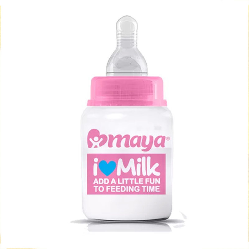 شیرخوری پیرکس 40 میل نوشته دار مايا Maya صورتی