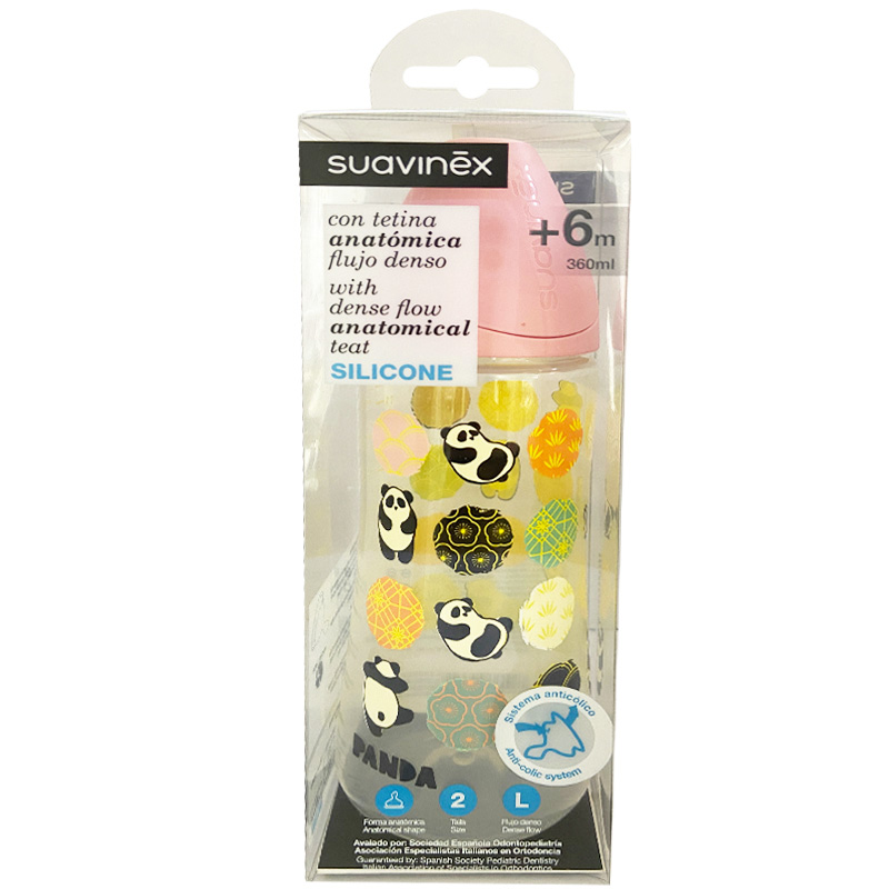 شیشه شیر ارتودنسی 6+ ماه 360 میل پاندا suavinex1
