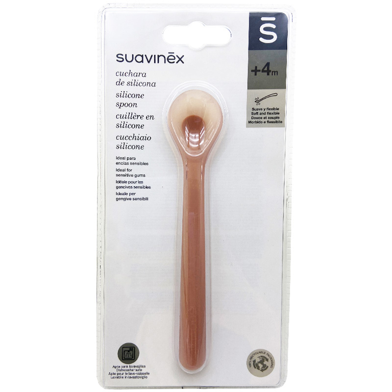 قاشق سیلیکونی دسته بلند سوآوینکس suavinex صورتی