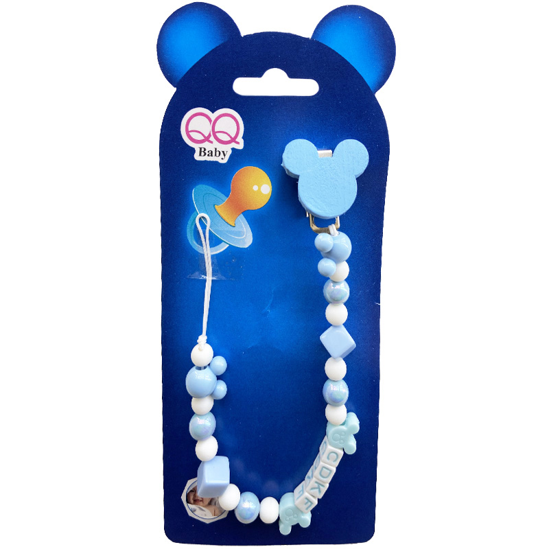 زنجیر پستانک مرواریدی طرح میکی QQ Babyآبی
