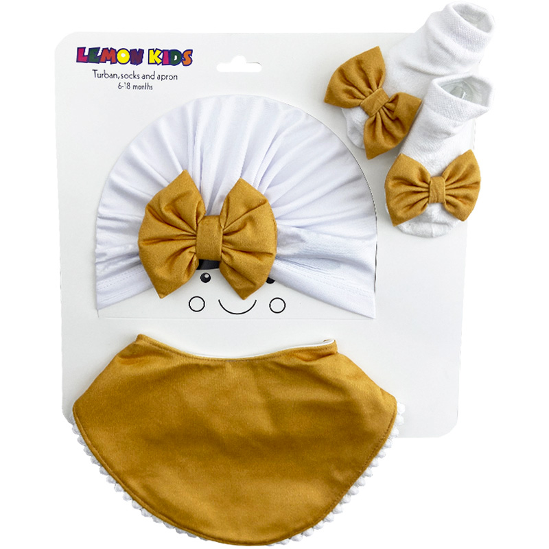 ست توربان، پاپوش و پیش بند پاپیون دار Lemon Kids1