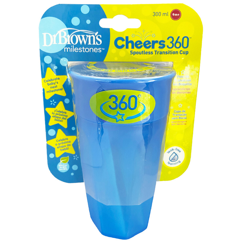 لیوان آبمیوه خوری 9+ ماه 360 درجه دکتر براون Dr. Browns آبی