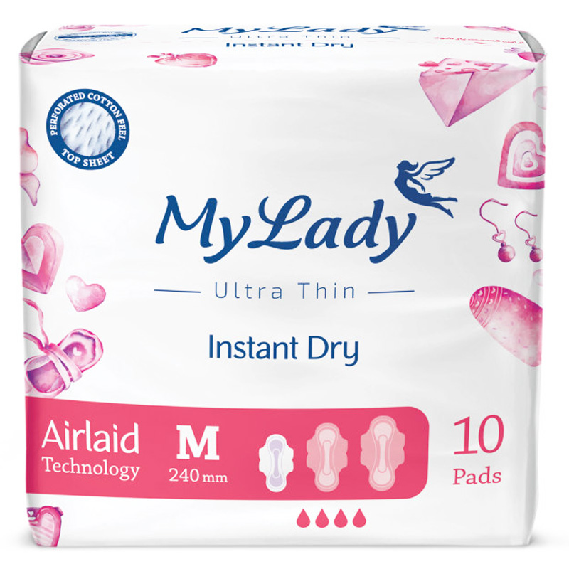 نوار بهداشتی خیلی نازک متوسط 10 عددی مای لیدی My Lady1