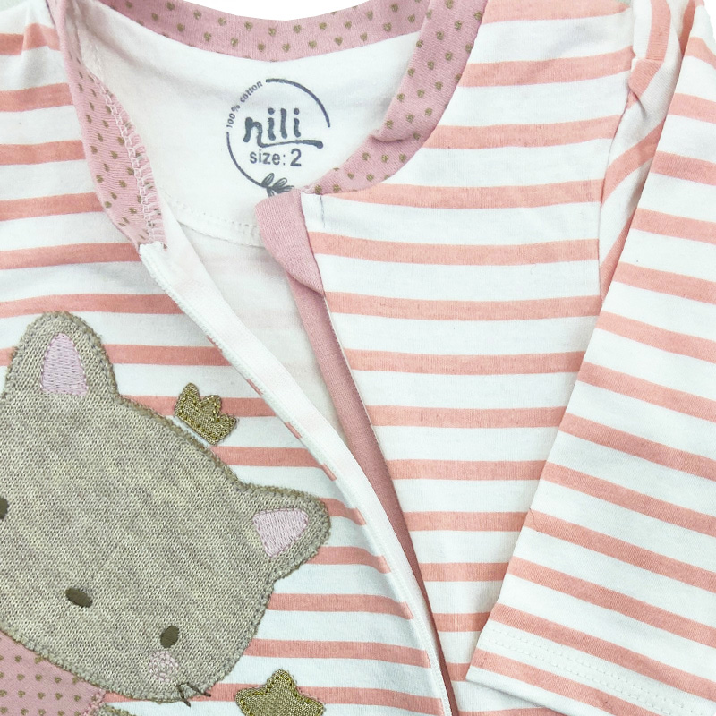 سرهمی زیپ دار راه راه صورتی نیلی Nili3