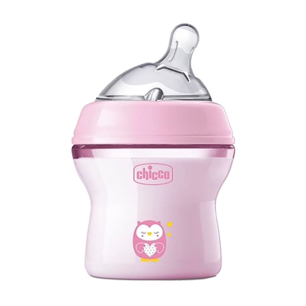 شیشه شیر chicco 150 میل طرح جغد رنگ صورتی