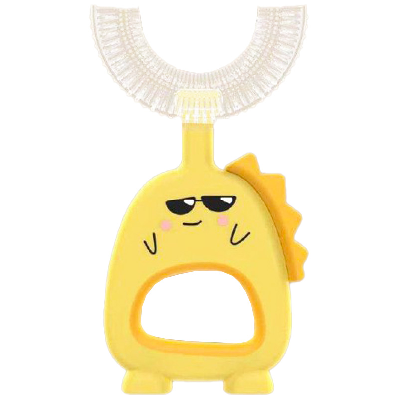 مسواک چرخشی U-shaped دایناسور Little Wallaby زرد