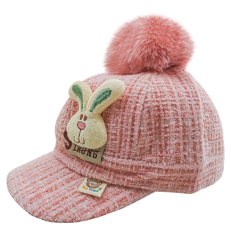 کلاه پوم دار خرگوش صورتی