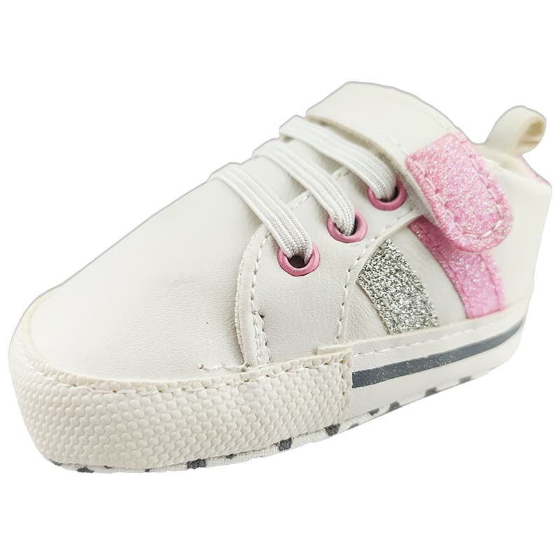 کفش اسپورت نوزادی دو خط صورتی 1