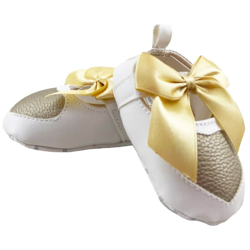 کفش نوزادی دخترانه پاپیون دار طلایی نیو استار New star