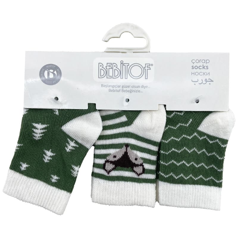 جوراب نوزادی 3 عددی روباه و کریسمس Bebitof2