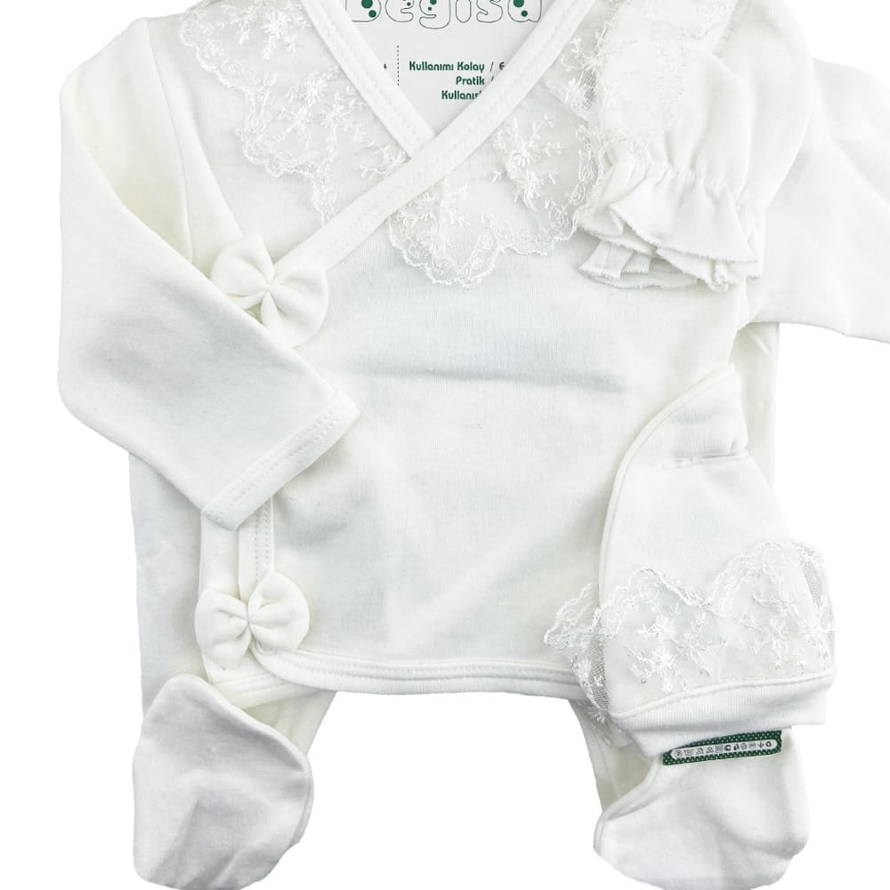 ست 5 تکه نوزادی دخترانه یقه گیپور Begisa7