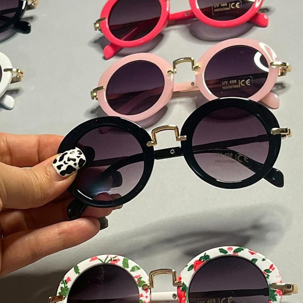 عینک آفتابی بچگانه گرد دسته طلایی Mg Baby7