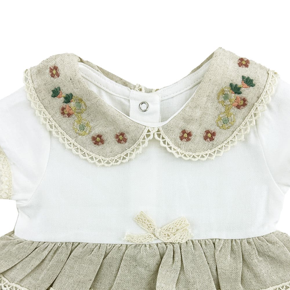 سرهمی (رامپر) دخترانه چین دار کرمی mymio4