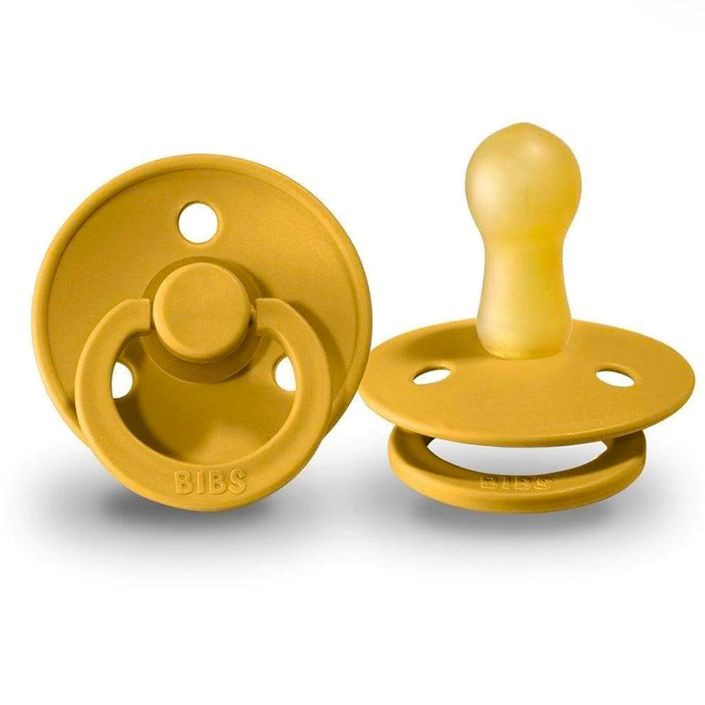 پستانک دو عددی سرگرد لاتکس خردلی بیبس Bibs1