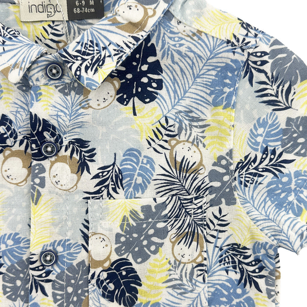 ست پیراهن و شورتک برگ و ميمون ایندیگو indigo3