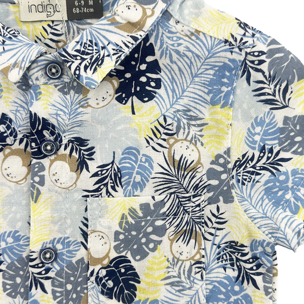 ست پیراهن و شورتک برگ و ميمون ایندیگو indigo3