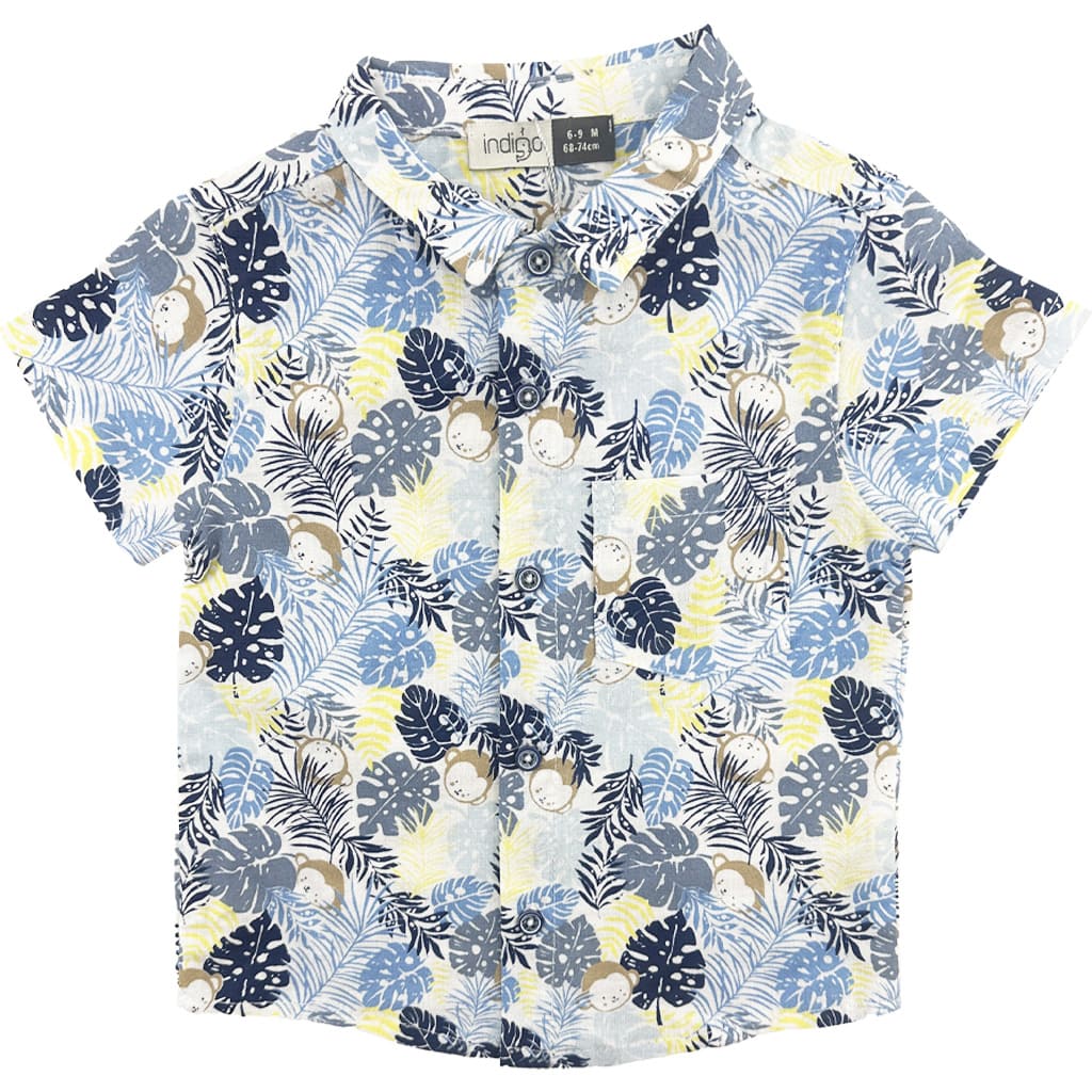 ست پیراهن و شورتک برگ و ميمون ایندیگو indigo1