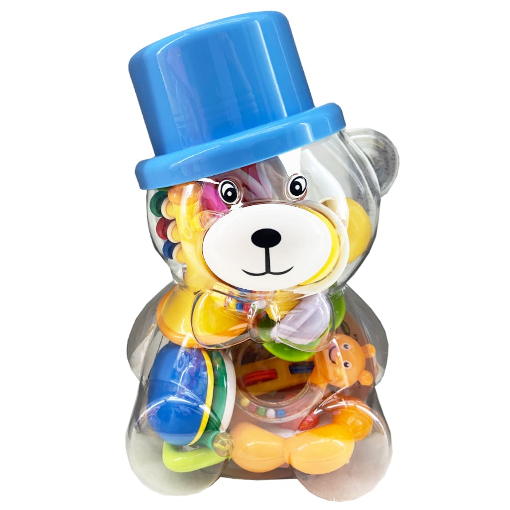 پک جغجغه عروسکی خرس کلاه دار Baby Toys آبی