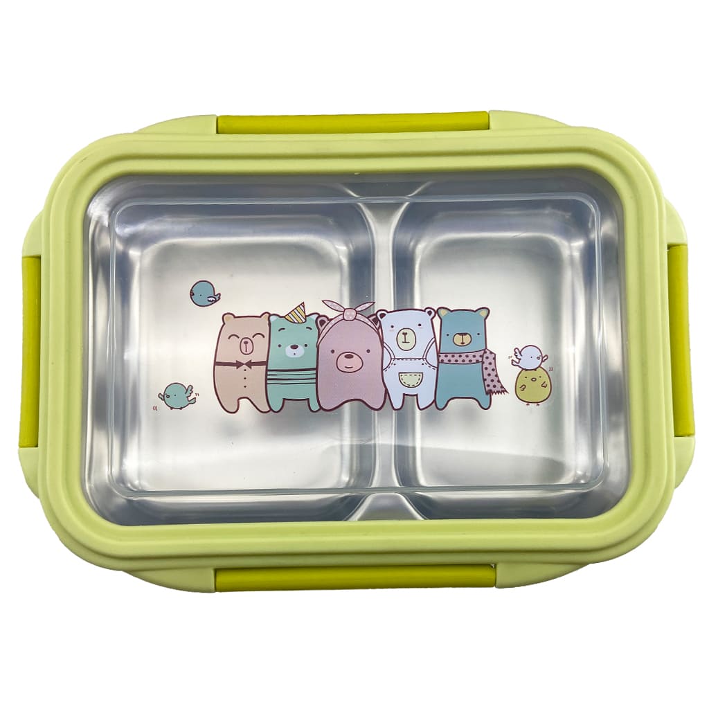 ظرف غذا (لانچ باکس) دو طبقه استیل خرس و گنجشک1