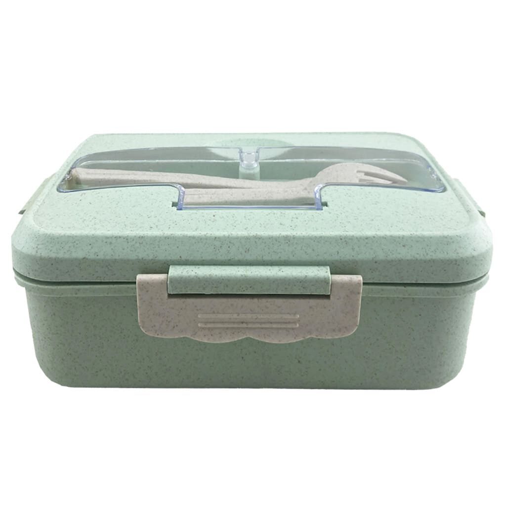 ظرف غذا و لانچ باکس دو طبقه مستطیلی بامبو سبزآبی