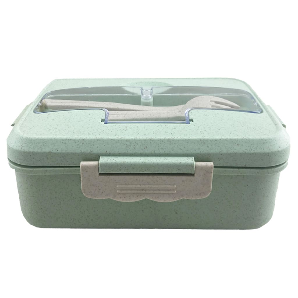 ظرف غذا و لانچ باکس دو طبقه مستطیلی بامبو سبزآبی