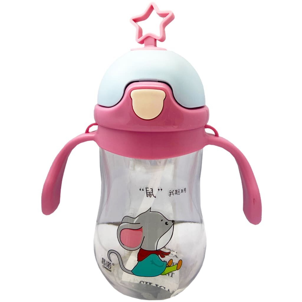 لیوان آبمیوه خوری 280 درب ستاره طرح حیوانات Changn صورتی