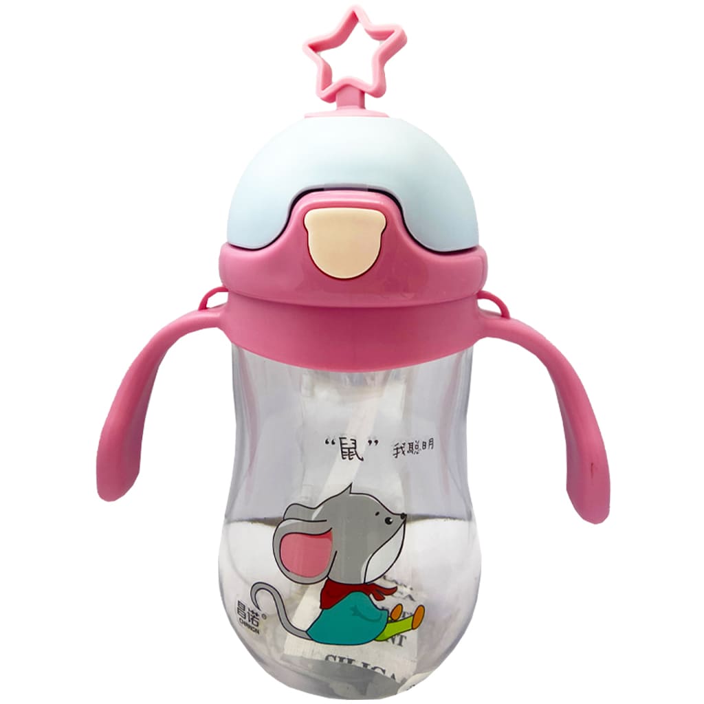 لیوان آبمیوه خوری 280 درب ستاره طرح حیوانات Changn صورتی