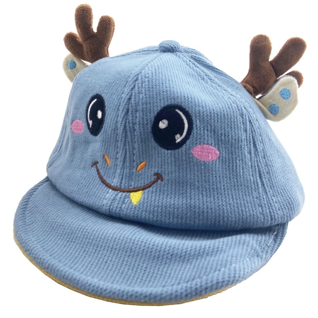 کلاه نقاب دار بچگانه مخمل کبریتی گوزن خندان آبی