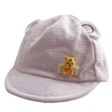 کلاه نقاب دار نوزادی راه راه طرح خرس صورتی
